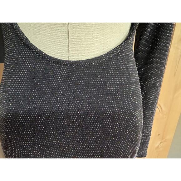 Lulus | Gift of Love Black Silver Backless Long Sleeve Bodycon Dress | Size L - Picture 7 of 14
